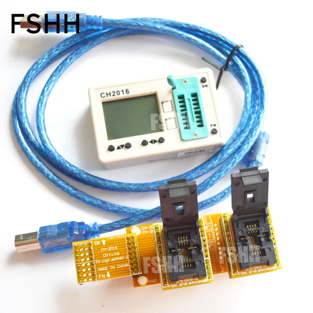 Offline programmers CH2016 SPI FLASH programmer+6X8mm QFN8+QFN8 test socket Production 1 drag 2 programmer
Offline programmers CH2016 SPI FLASH programmer+6X8mm QFN8+QFN8 test socket Production 1 drag 2 programmer