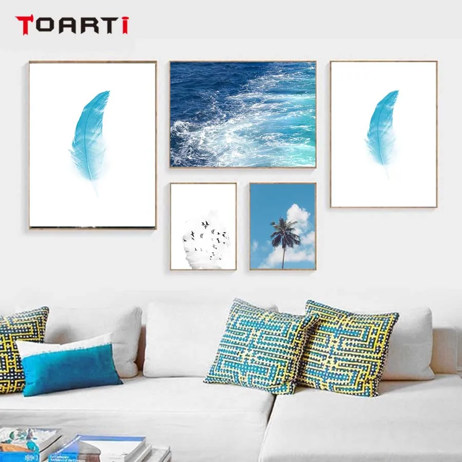 Blue Ocean Sky Landscape Wall Art Canvas Poster Prints Feather Palm Tree Painting Wall Pictures For Living Room Home Decor gift
Blue Ocean Sky Landscape Wall Art Canvas Poster Prints Feather Palm Tree Painting Wall Pictures For Living Room Home Decor gift