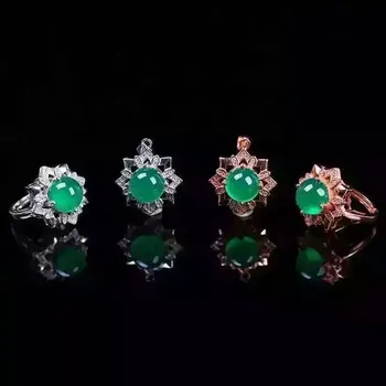 Fidelity Natural green Chalcedony s925 sterling silver ring earrings Pendant jewelry sets natural gemstone fine jewelry women
Fidelity Natural green Chalcedony s925 sterling silver ring earrings Pendant jewelry sets natural gemstone fine jewelry women