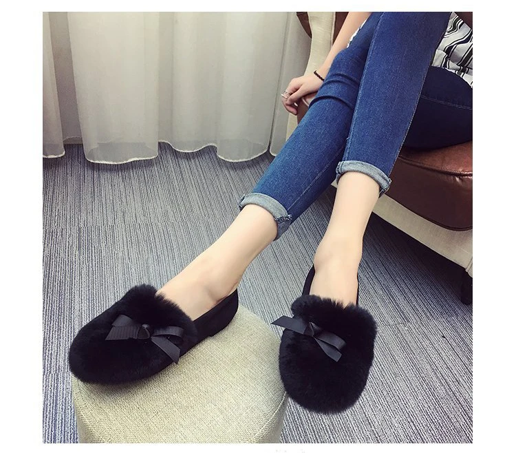 Fashion Lady Flcok Ankle Slip-On Booties 2018 New Autumn And Winter Women Warm Round Toe Short Plush Solid Shoe Size 35-40 M8D58 (35)