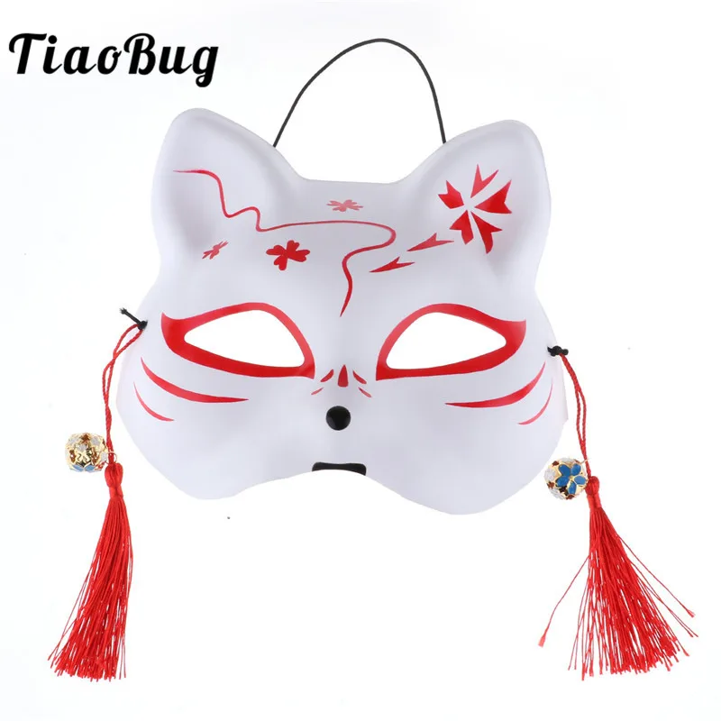 TiaoBug Hand-painted Half Face PVC Fox Cat Mask with Tassels Bells Adults Kids Japanese Kabuki Masquerade Anime Cosplay Costume
TiaoBug Hand-painted Half Face PVC Fox Cat Mask with Tassels Bells Adults Kids Japanese Kabuki Masquerade Anime Cosplay Costume