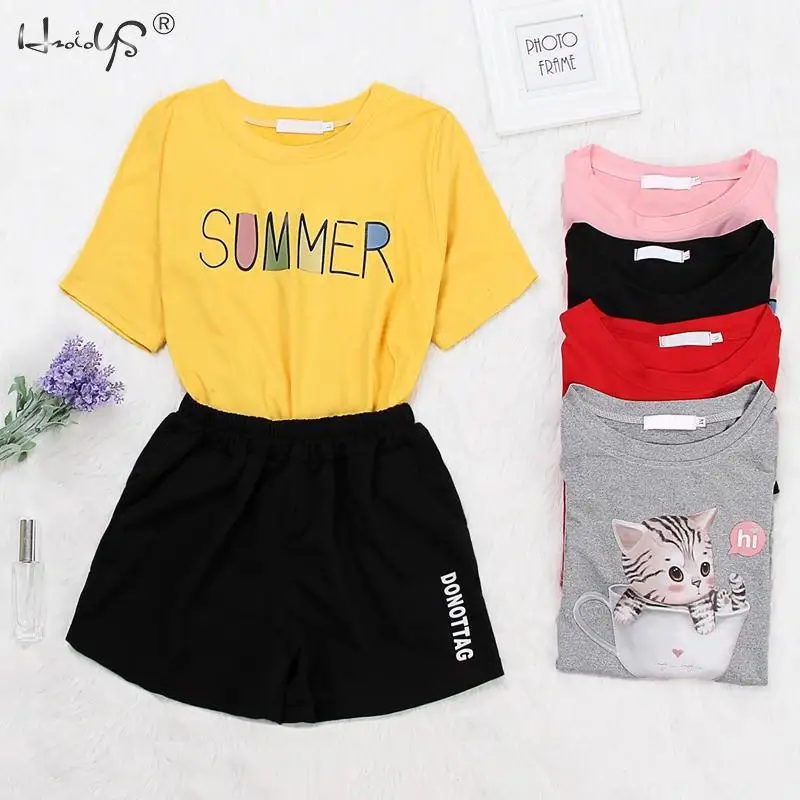 Cartoon Cat & Dog Print Tee Shorts Pajama Set Multicolor Animal Pajamas Women Nightwear 2019 Summer Casual Sleepwear
Cartoon Cat & Dog Print Tee Shorts Pajama Set Multicolor Animal Pajamas Women Nightwear 2019 Summer Casual Sleepwear