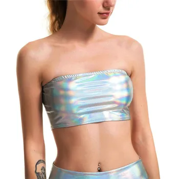 Women Liquid Metallic Sleeveless Strapless Tube Crop Top For Rave Club Dance Wetlook Leather Party Nightclub Cropped Top 2019
Women Liquid Metallic Sleeveless Strapless Tube Crop Top For Rave Club Dance Wetlook Leather Party Nightclub Cropped Top 2019