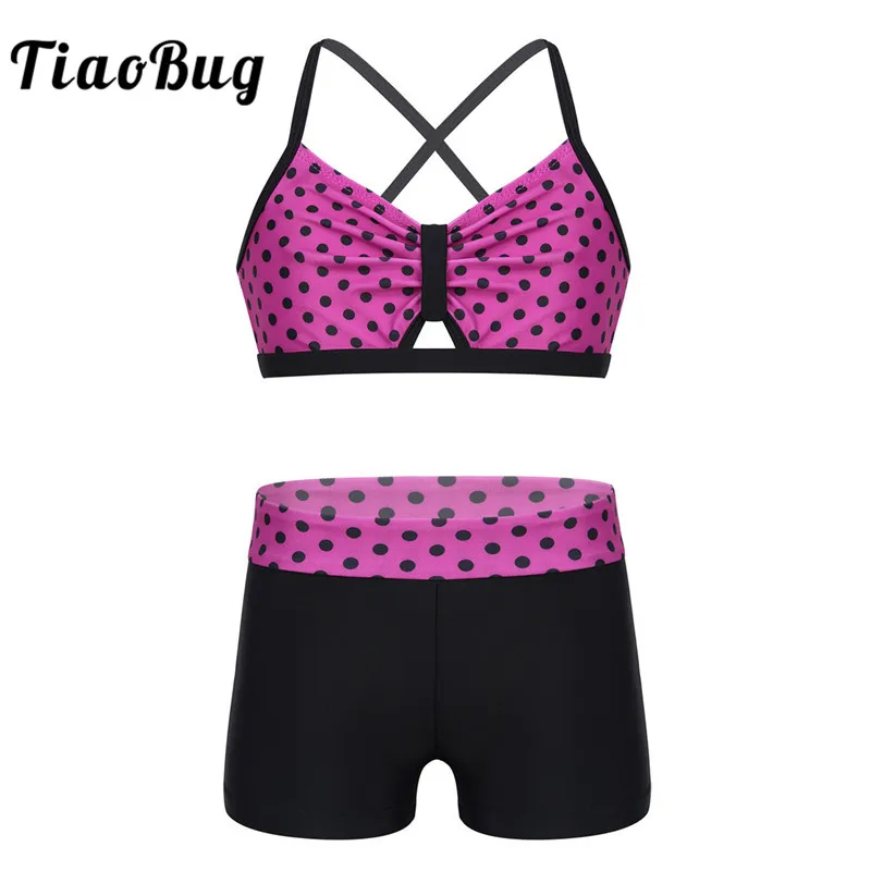 TiaoBug Kids Teens Polka Dots Two-piece Sports Dance Set Children Girls Ballet Gymnastics Crop Top with Shorts Set Dance Costume
TiaoBug Kids Teens Polka Dots Two-piece Sports Dance Set Children Girls Ballet Gymnastics Crop Top with Shorts Set Dance Costume