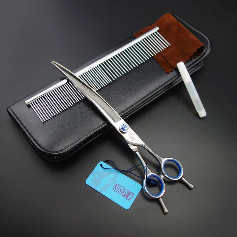8 inch "SHARP WOLF" SUS440C PET Grooming scissors Curved shears+Stainless steel comb+kit-K650
8 inch "SHARP WOLF" SUS440C PET Grooming scissors Curved shears+Stainless steel comb+kit-K650
