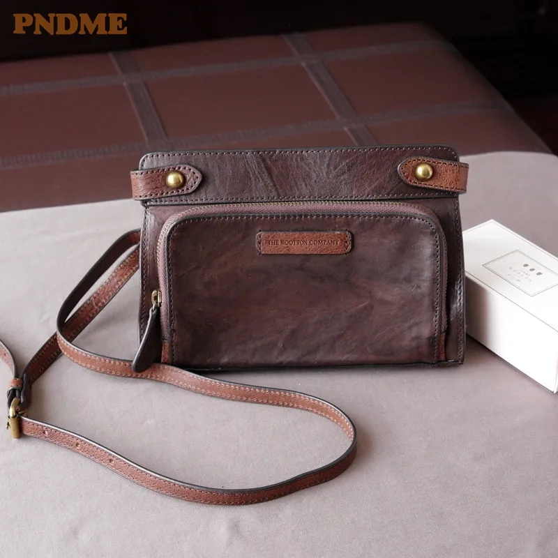 PNDME retro genuine leather ladies messenger bag First layer cowhide shoulder bag fashion women's weekend bag envelope bag
PNDME retro genuine leather ladies messenger bag First layer cowhide shoulder bag fashion women's weekend bag envelope bag