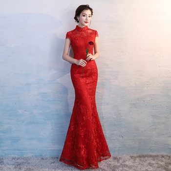 Lace Patchwork Chinese Dress Lady Evening Party Gown Retro Exquisite Elegant Toast Clothing Long Appliques Vestidos De Festa
Lace Patchwork Chinese Dress Lady Evening Party Gown Retro Exquisite Elegant Toast Clothing Long Appliques Vestidos De Festa