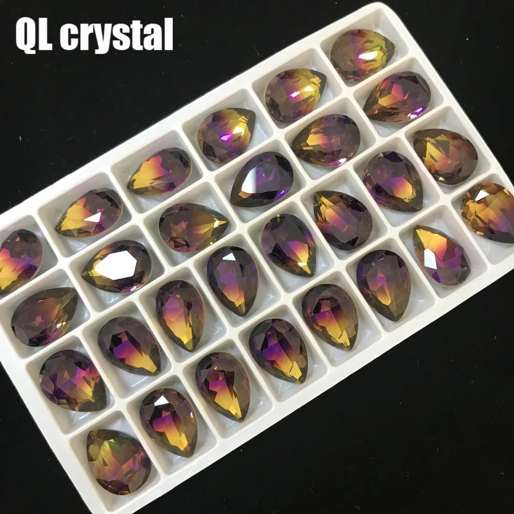 QL Crystal Tourmaline Glass Crystal 13x18mm Drops Pointback Fancy Stone for DIY garment bags shoes Jewelry accessory
QL Crystal Tourmaline Glass Crystal 13x18mm Drops Pointback Fancy Stone for DIY garment bags shoes Jewelry accessory