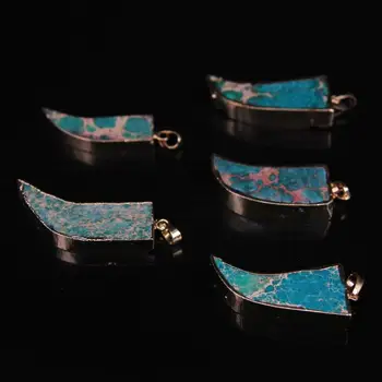 5pcs/lot,Blue green Sea Sediment Jaspers Slice Tusk Pendant with Gold edged,Raw Emperor Slab Stick Point Copper Pendant
5pcs/lot,Blue green Sea Sediment Jaspers Slice Tusk Pendant with Gold edged,Raw Emperor Slab Stick Point Copper Pendant
