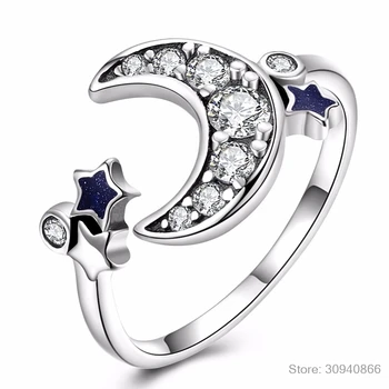 LEKANI 925 Sterling Silver Crescent Moon & Star Dazzling CZ Open Finger Ring for Women Wedding Engagement Fine Jewelry Gift
LEKANI 925 Sterling Silver Crescent Moon & Star Dazzling CZ Open Finger Ring for Women Wedding Engagement Fine Jewelry Gift