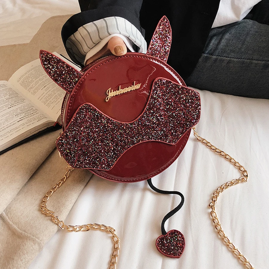 Fashion Patent Leather Devil Small Round Bag Women's Shoulder Bags Wild Chain Sequin Mini Crossbody Bags Casual Pu Messenger Bag
Fashion Patent Leather Devil Small Round Bag Women's Shoulder Bags Wild Chain Sequin Mini Crossbody Bags Casual Pu Messenger Bag