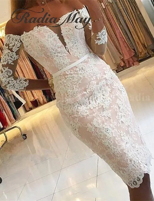 Elegant White Lace Pink Short Cocktail Dresses 3/4 Long Sleeves Knee Length Plus Size Women Semi Formal Dress 2019 Party Gowns
Elegant White Lace Pink Short Cocktail Dresses 3/4 Long Sleeves Knee Length Plus Size Women Semi Formal Dress 2019 Party Gowns