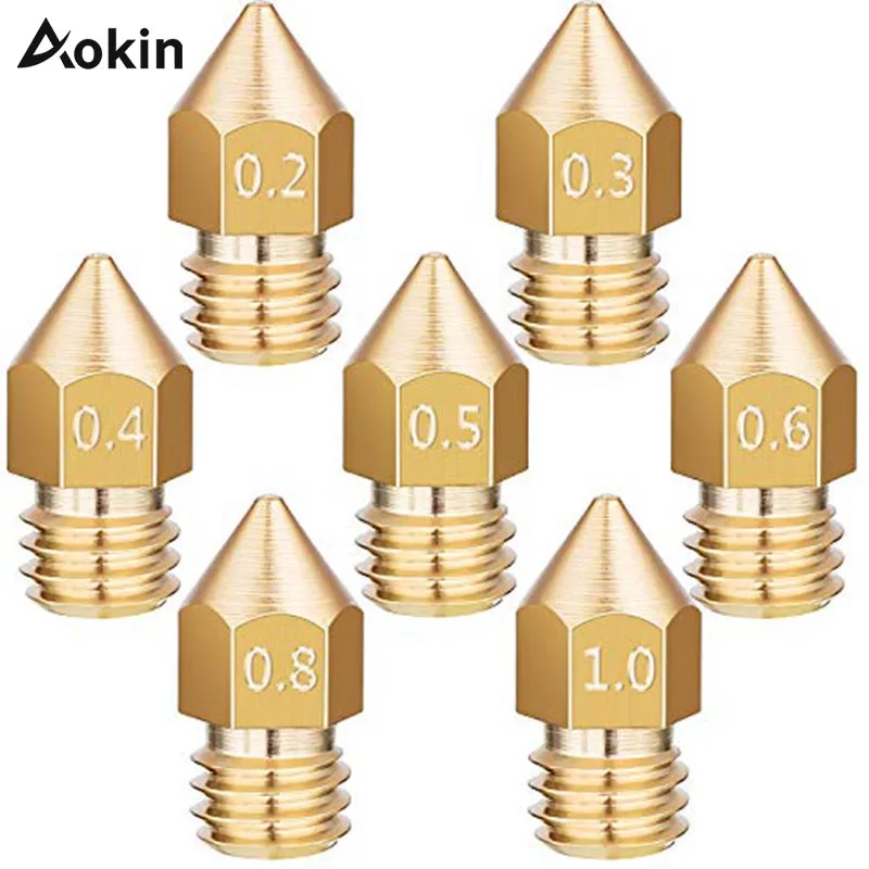 

Aokin MK8 Nozzle 0.4mm 0.3mm 0.5mm 0.8mm Copper Head Brass Nozzle for 3D Printer Threaded 1.75mm 3.0mm Filament Extruder Nozzle