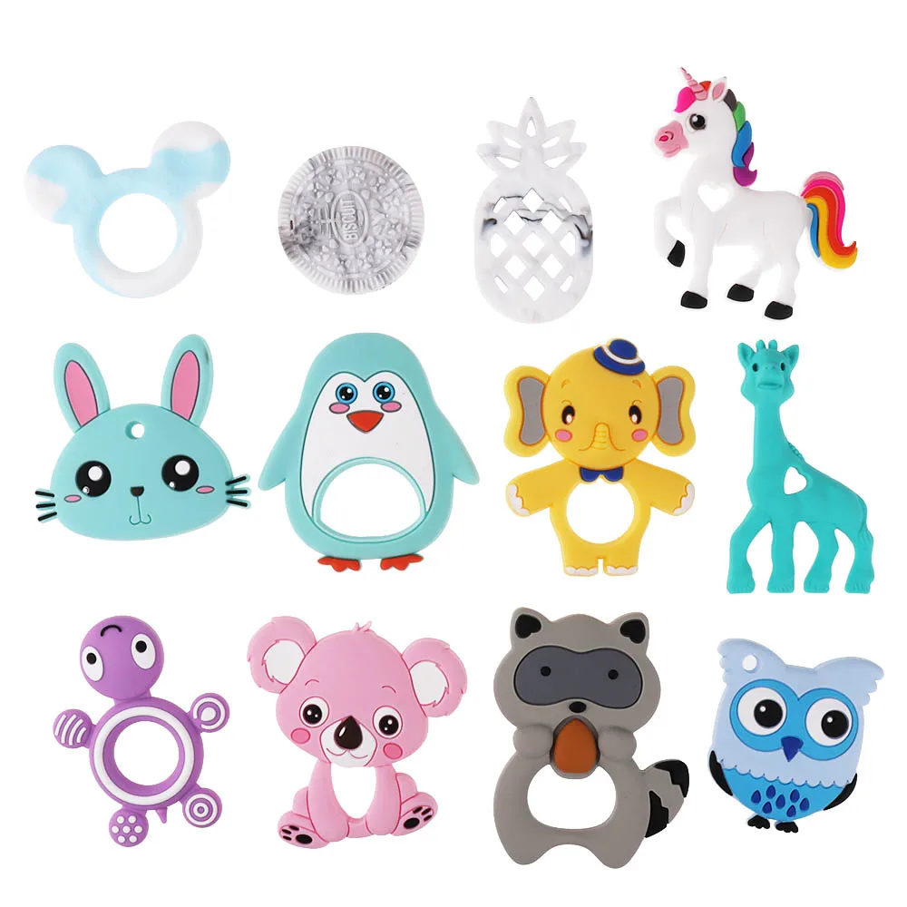TYRY.HU 12Pc/lot Food Grade Silicone Koala Teether Beads BPA Free for Baby Teething Raccoon Necklace Giraffe Pendant Penguin Toy
TYRY.HU 12Pc/lot Food Grade Silicone Koala Teether Beads BPA Free for Baby Teething Raccoon Necklace Giraffe Pendant Penguin Toy