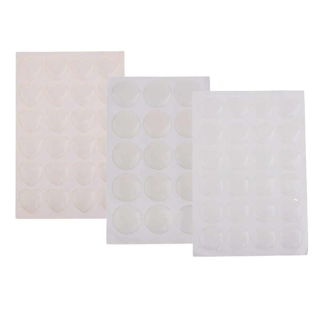 1 Sheet Clear Epoxy Stickers Round/Heart Shaped Craft Bottle Caps Stickers Hair Bow Pendants Stickers Self Adhesive Resin