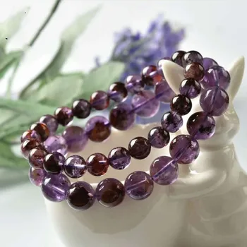 

Genuine Natural Cacoxenite Purple Phantom Quartz Crystal Powerful Beads Bracelet AAAAA 7mm 8mm 9mm 10mm 11mm 12mm 13mm 14mm