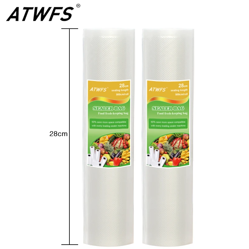 Вакуумные пакеты ATWFS упаковочная машина для хранения пищи 12 см 17 20 25 28 x 500 2 шт./лот