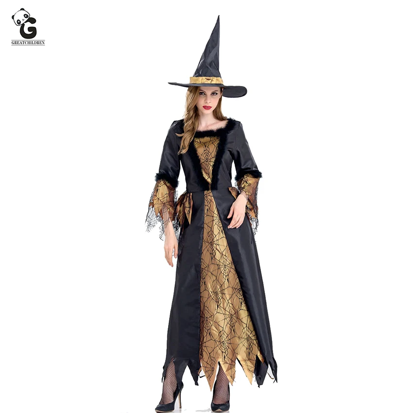 Witch Dress With Hat Halloween Costumes For Women Fancy Party Halloween Dresses Cosplay Witch Costume Outfit Horror Props Suit
Witch Dress With Hat Halloween Costumes For Women Fancy Party Halloween Dresses Cosplay Witch Costume Outfit Horror Props Suit