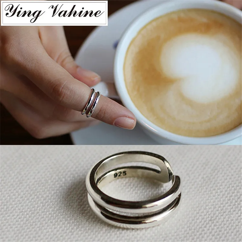 100% 925 Sterling Silver Jewelry Classic Double-deck Open Rings for Women anello
100% 925 Sterling Silver Jewelry Classic Double-deck Open Rings for Women anello