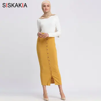 Siskakia Bodycon Skirts Long Ankle-Length Pencil Skirt Solid Fashion Single-breasted Women's Skirts khaki Red Summer 2019 Muslim
Siskakia Bodycon Skirts Long Ankle-Length Pencil Skirt Solid Fashion Single-breasted Women's Skirts khaki Red Summer 2019 Muslim