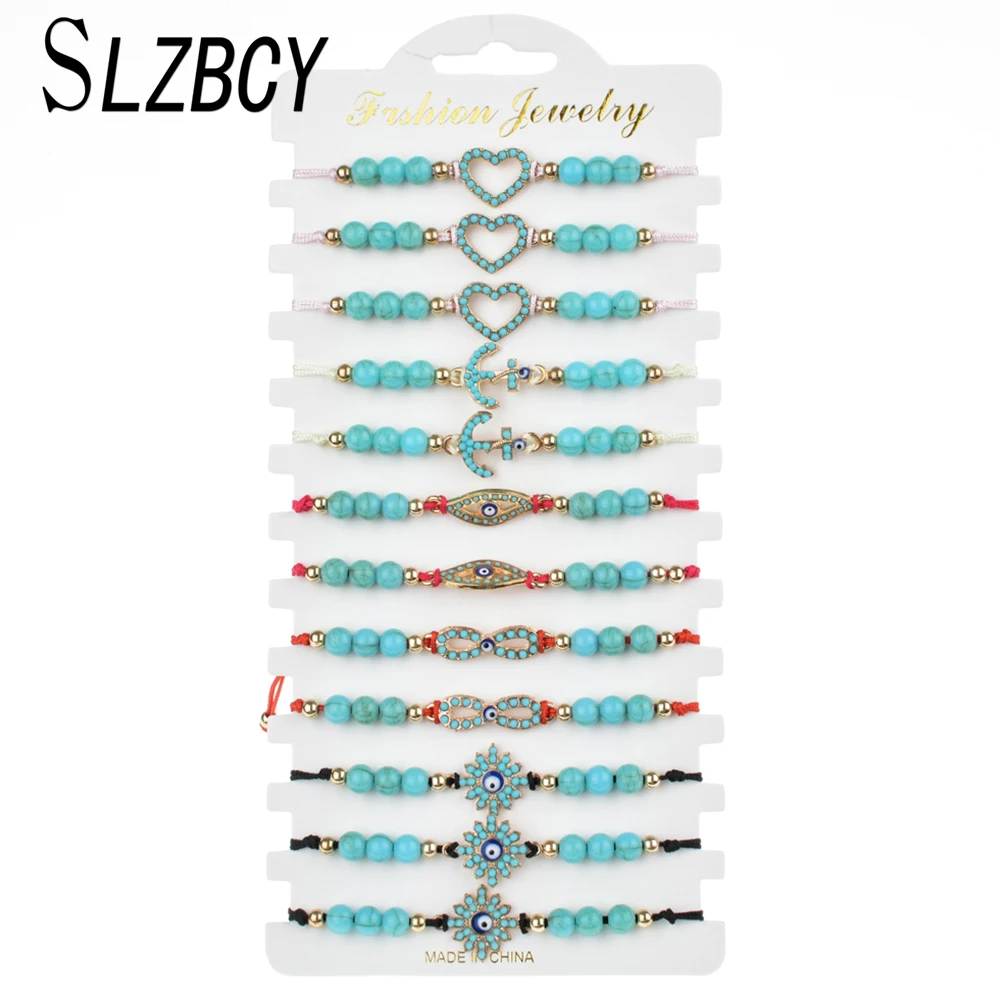 12 pcs/set Blue Natural Stone Beads Infinity Love Heart Evil Eye Charms Adjustable Braided Bracelets For Women Bohemia Jewelry
12 pcs/set Blue Natural Stone Beads Infinity Love Heart Evil Eye Charms Adjustable Braided Bracelets For Women Bohemia Jewelry
