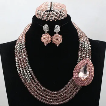 5 Layers Pink Mix Silver Grey Crystal Beads Jewelry Sets African Nigerian Wedding Beads Jewelry Set Free Shipping HX502
5 Layers Pink Mix Silver Grey Crystal Beads Jewelry Sets African Nigerian Wedding Beads Jewelry Set Free Shipping HX502