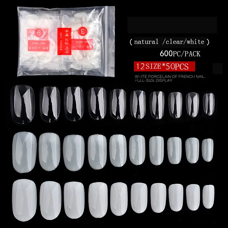 600pcs/Pack Transparent Width style French Fake False Nails ABS Artificial 12 Sizes Nature white
600pcs/Pack Transparent Width style French Fake False Nails ABS Artificial 12 Sizes Nature white