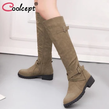 Coolcept Vintage Women Knee High Boots Metal Buckle Side Zipper Round Toe Flats Shoes Winter Warm Fur Women Boots Size 35-43
Coolcept Vintage Women Knee High Boots Metal Buckle Side Zipper Round Toe Flats Shoes Winter Warm Fur Women Boots Size 35-43