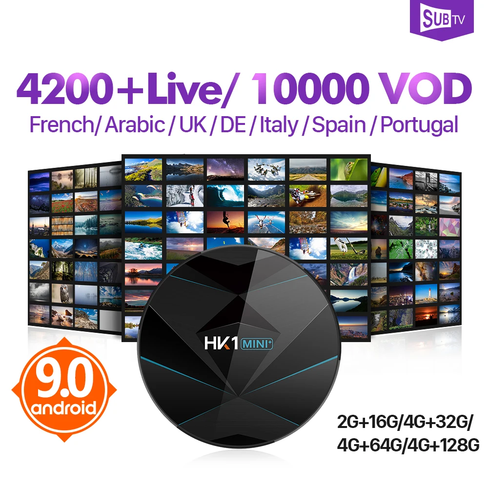 SUBTV IPTV Subscription Box IPTV France Arabic Italy HK1mini+ Smart TV Box Android 9.0 BT4.0 Germany Portugal Spain German IP TV
SUBTV IPTV Subscription Box IPTV France Arabic Italy HK1mini+ Smart TV Box Android 9.0 BT4.0 Germany Portugal Spain German IP TV