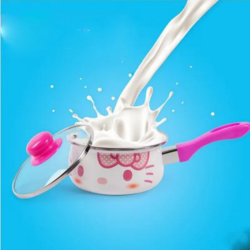 Image Porcelain Enameled Quality Hello Kitty Small Size Cooking Pot Milk Home Panela Induction Cooker Only