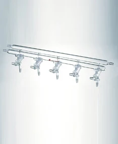 M290005 Manifold, High vacuum solid glass stopcocks, Number of ports:5 Overall width:450mm front-left and rear-left-right
M290005 Manifold, High vacuum solid glass stopcocks, Number of ports:5 Overall width:450mm front-left and rear-left-right