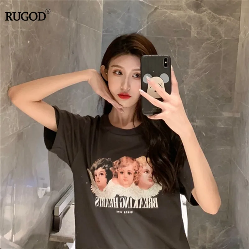 RUGOD O-neck Angle Print T-shirts Women Summer Gray Korean Style 2019 Loose Vintage Plus Size Camisa Femenina
RUGOD O-neck Angle Print T-shirts Women Summer Gray Korean Style 2019 Loose Vintage Plus Size Camisa Femenina