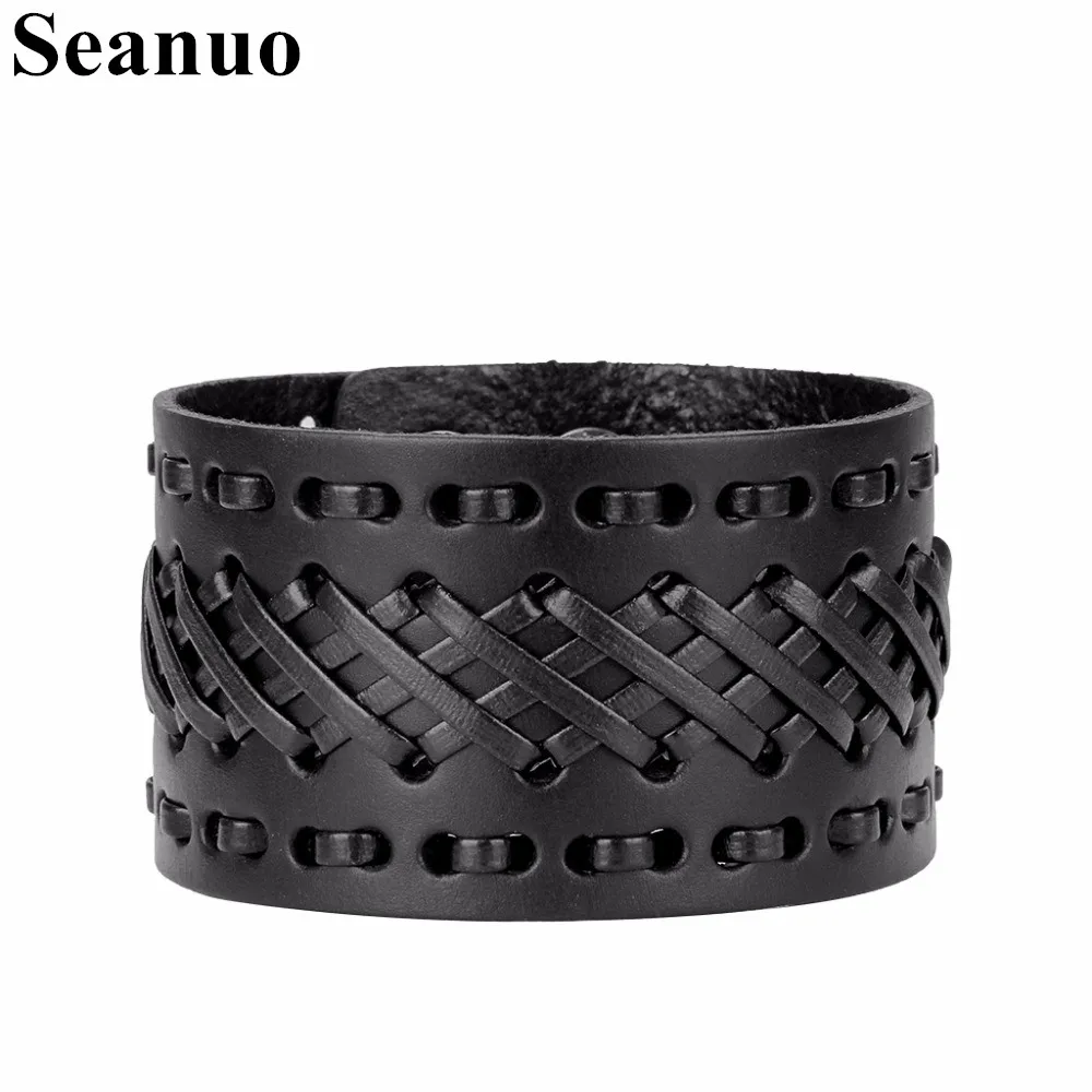 Seanuo Hand Braided 100% Genuine Leather Cross Men Wristband Bracelet Jewelry Fashion Punk Rock Man's Motorcycle Biker Bracelets
Seanuo Hand Braided 100% Genuine Leather Cross Men Wristband Bracelet Jewelry Fashion Punk Rock Man's Motorcycle Biker Bracelets