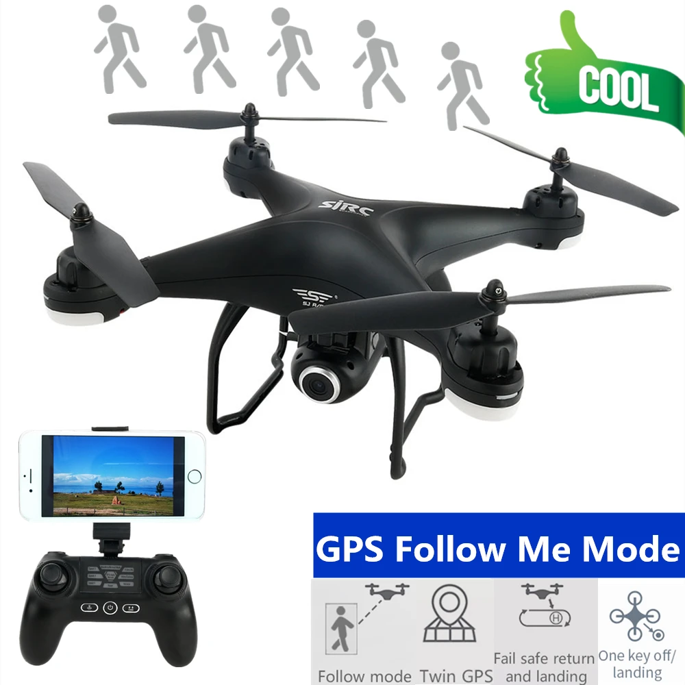 

SJRC S20W GPS RC Drone With Camera WiFi FPV Quadcopter RC Drones with Camera HD Altitude Hold Follow Me Helicopter Vs B5W H501S