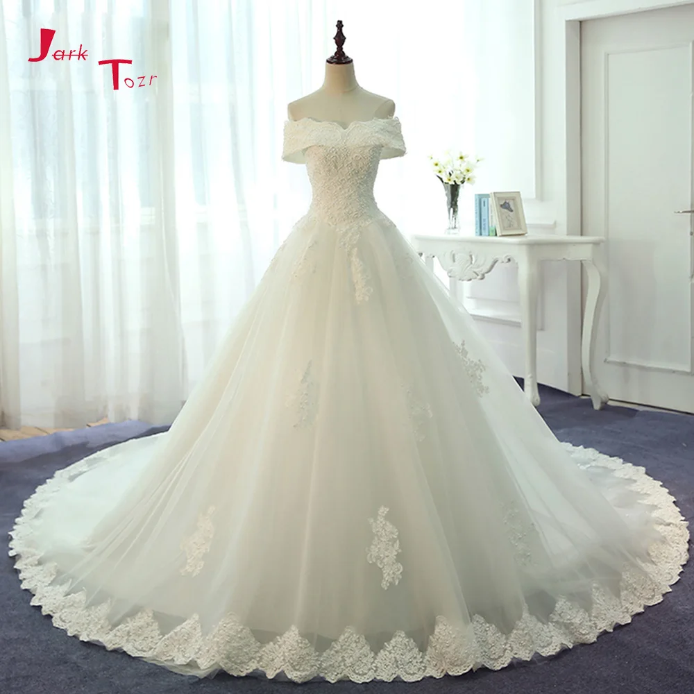Jark Tozr Custom Made Boat Neck Short Sleeve Beading Pearls Appliques Lace Vintage Wedding Dresses Robe De Mariee 2019
Jark Tozr Custom Made Boat Neck Short Sleeve Beading Pearls Appliques Lace Vintage Wedding Dresses Robe De Mariee 2019