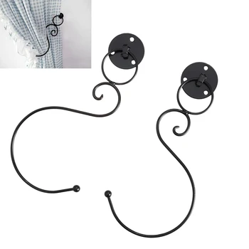 1 Pair European Style Wall Mount Decorative Iron Curtain Holdbacks Hooks Classic Black Drapery Tiebacks Curtain Tassel Holder
1 Pair European Style Wall Mount Decorative Iron Curtain Holdbacks Hooks Classic Black Drapery Tiebacks Curtain Tassel Holder