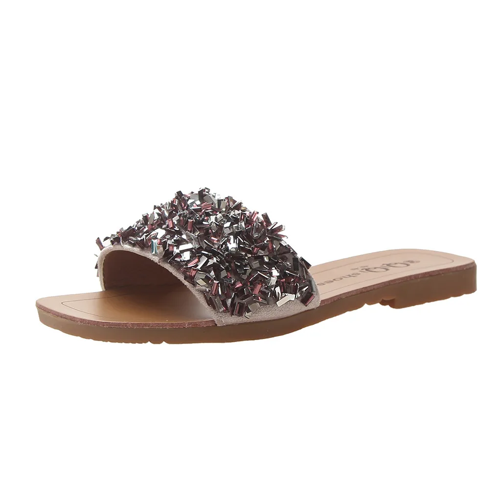 Summer Flat Rhinestone Bling Slippers Home Indoor Women Non-slip Crystal Slipper Beach Flip Flops Women's Slides ladies sandals
Summer Flat Rhinestone Bling Slippers Home Indoor Women Non-slip Crystal Slipper Beach Flip Flops Women's Slides ladies sandals