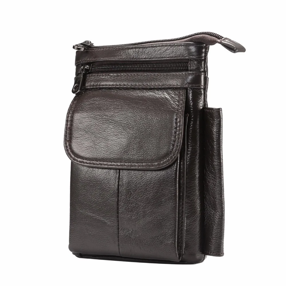 2018 Universal Casual Hanging Waist Diagonal Double Genuine Leather Phone Case For iPhone 4 4s 5 5s 5c SE 6 6S 7 8 Plus X Cover