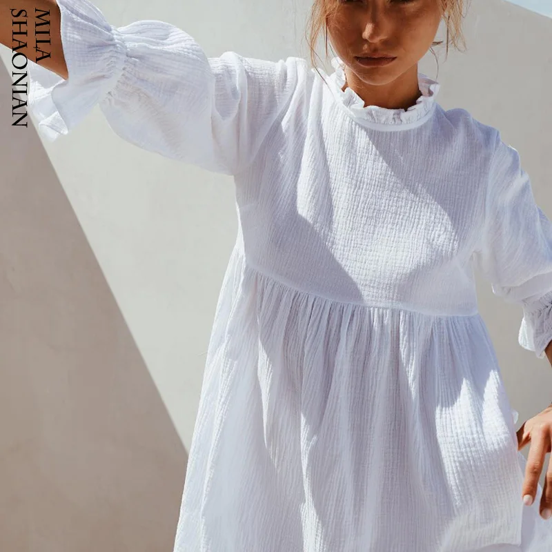 2019 Summer White Thin Mini Dresses Women Ruffles Elastic High Waist Loose Straight Shirt Dress Woman Boho Short Sundress
2019 Summer White Thin Mini Dresses Women Ruffles Elastic High Waist Loose Straight Shirt Dress Woman Boho Short Sundress