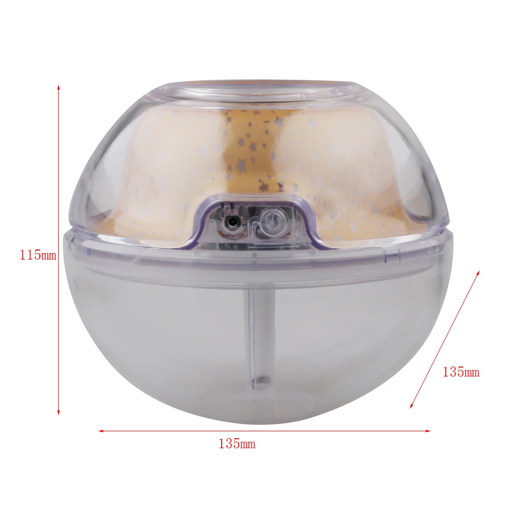 500ml Mini Crystal USB Air Mist Humidifier Purifier Essential Oil Aroma Diffuser Freshener with Star Moon Projection Night Light
