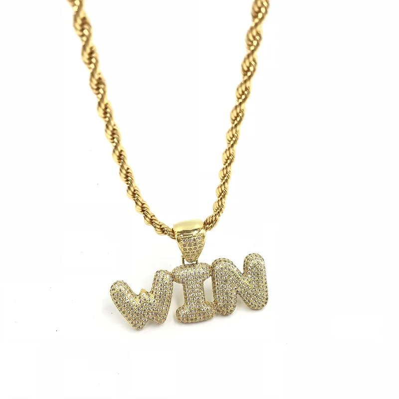 USENSET Letters Pendant with 4mm Rope Chain Simulated Light Iced Out Bling Win Charm Necklace
USENSET Letters Pendant with 4mm Rope Chain Simulated Light Iced Out Bling Win Charm Necklace
