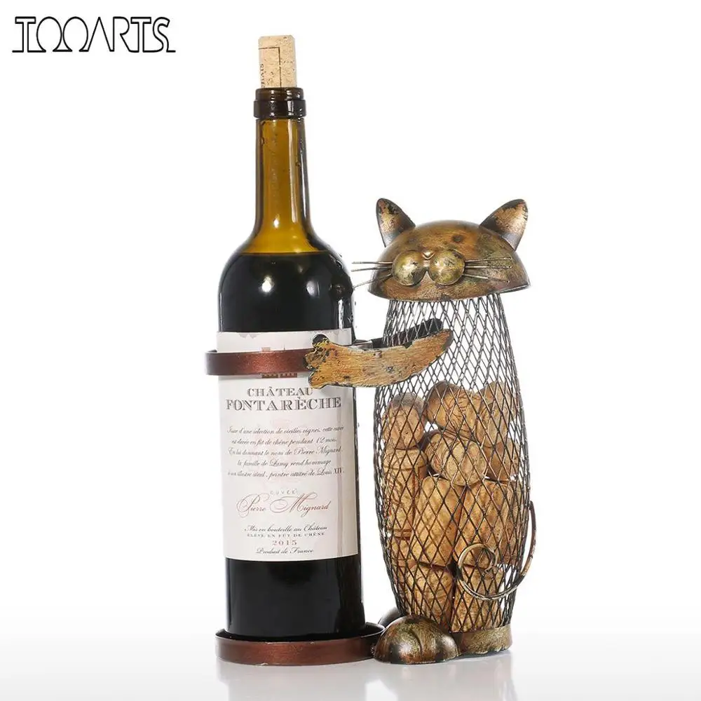 Tooarts Cat красное вино стойки пробки контейнер держатель бутылки Кухня бар Дисплей