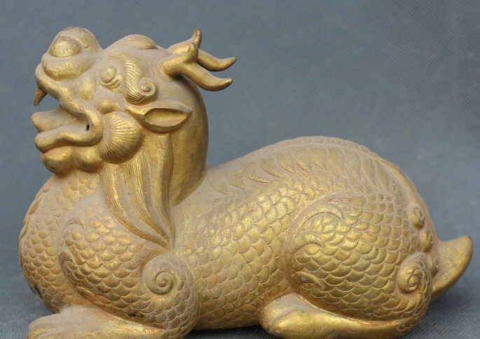 JP S0524 Old Chinese Copper Gild Dynasty Palace Bixie Dragon Beast Kylin Chi-lin Statue
JP S0524 Old Chinese Copper Gild Dynasty Palace Bixie Dragon Beast Kylin Chi-lin Statue