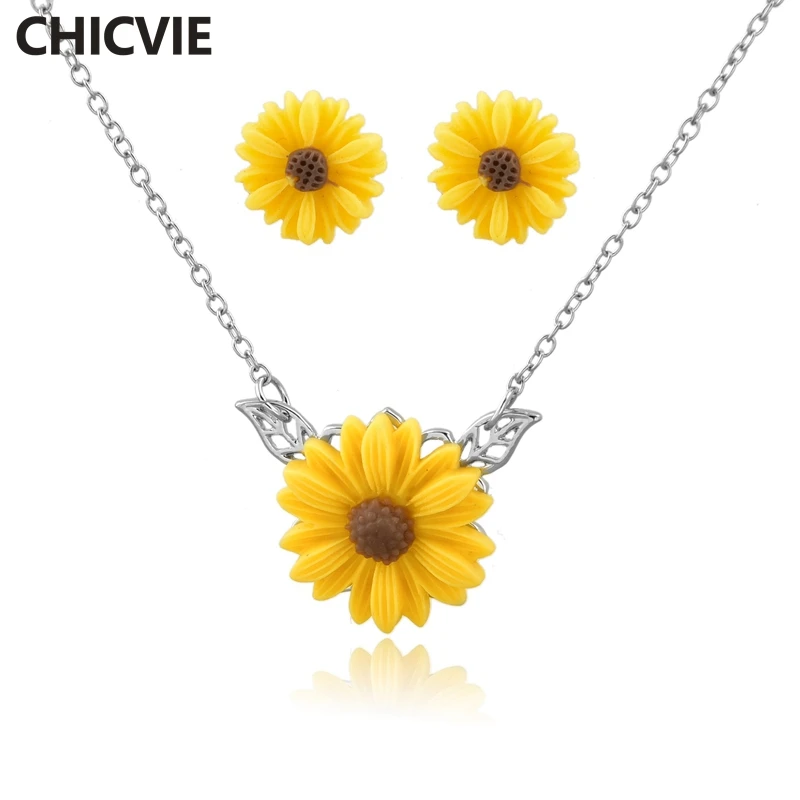 CHICVIE Yellow Leaf Sunflower Flower Sets Wedding Crystal Jewelry Set For Silver Women Necklace Earrings Jewelry Set SET190002
CHICVIE Yellow Leaf Sunflower Flower Sets Wedding Crystal Jewelry Set For Silver Women Necklace Earrings Jewelry Set SET190002