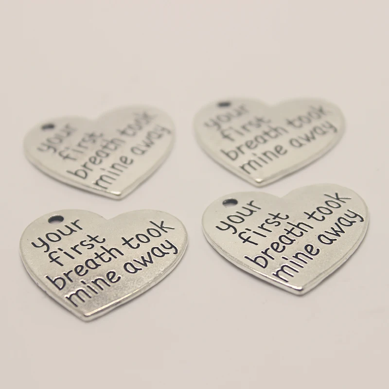 10Pcs-- 29x28mm heart charm Antique silver tone your first breath took mine away Charms Pendants
10Pcs-- 29x28mm heart charm Antique silver tone your first breath took mine away Charms Pendants