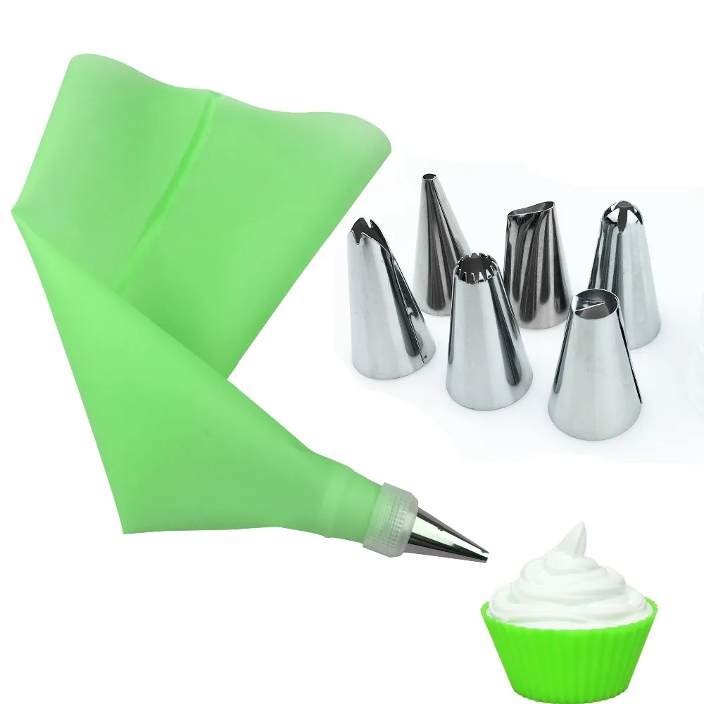 Silicone Icing Piping Cream Pastry Bag with 6pcs Stainless Steel Nozzle Sets Cake DIY Decorating Baking Tool Bakeware
Silicone Icing Piping Cream Pastry Bag with 6pcs Stainless Steel Nozzle Sets Cake DIY Decorating Baking Tool Bakeware