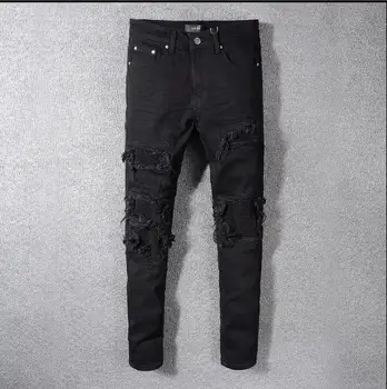 29-40 New jeans men's personality patch black simple wild trousers personality trend Europe and America hip hop jeans
29-40 New jeans men's personality patch black simple wild trousers personality trend Europe and America hip hop jeans