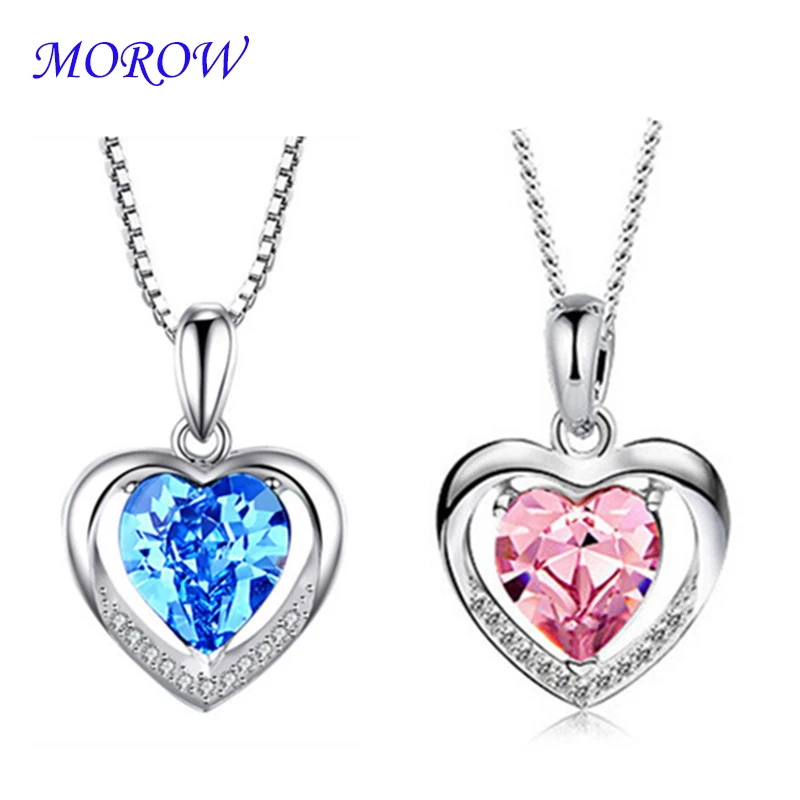 MOROW Heart Crystal Pendant Necklaces Luxury Simple Classic Fashion Pendants Jewelry for Women Girlfriend Birthday Party Gifts | Украшения