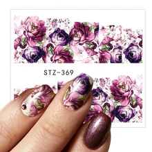 1 feuille transfert d'eau femmes couverture complète autocollant Nail Art décalcomanies Nail Art beauté violet Rose décorations vernis conseils TRSTZ369-352(China)