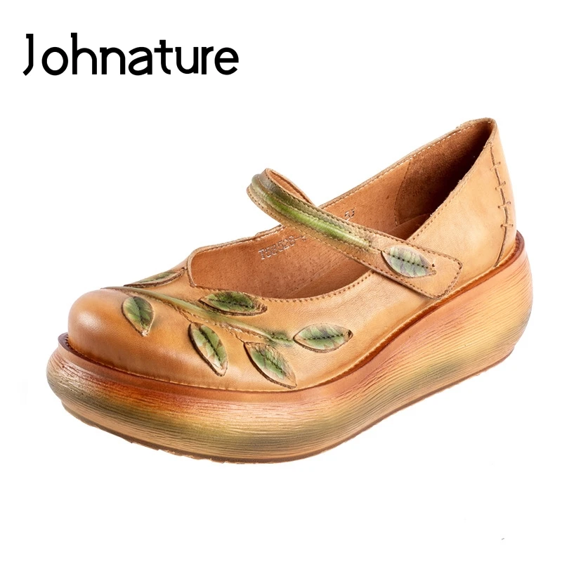 Johnature 2019 New Spring/Autumn Genuine Leather Casual Round Toe Hook & Loop Wedges Sewing Retro Leaf Women Shoes Pumps
Johnature 2019 New Spring/Autumn Genuine Leather Casual Round Toe Hook & Loop Wedges Sewing Retro Leaf Women Shoes Pumps